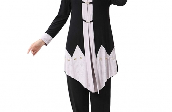 GladThink Women’s Muslim Islamic Two Pieces Long Sleeves Dress with Glitter Stone