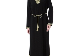 GladThink Womens Muslim Long Sleeves V Neck Kaftan Islamic Maxi Dress GladThink