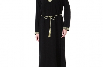 GladThink Womens Muslim Long Sleeves V Neck Kaftan Islamic Maxi Dress GladThink