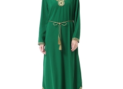 GladThink Womens Muslim Long Sleeves V Neck Kaftan Islamic Maxi Dress GladThink