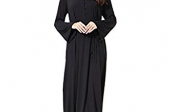 GladThink Womens Muslim Middle East Arabia Round collar Maxi Dress Black GladThink