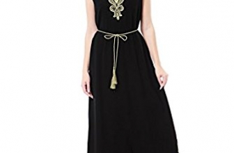 GladThink Womens Muslim Sleeveless V Neck Kaftan Islamic Maxi Dress GladThink