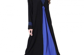 GladThink Womens Muslim Stand Collar Maxi Dress