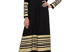 Honey GD Women Long Sleeve Crewneck Stitch Islamic Long Maxi Dress Honey GD