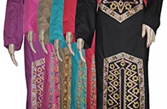 Islamic Abaia Embroider Cotton Oriental Jilbab Kaftan Hijab Maxi Dress treasure.of.egypt