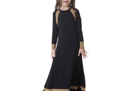 IWEMEK Kids Girls Muslim Islamic Dress Long Sleeves Soft Full Length Robe Burka Arab Prayer Maxi Abaya Kaftan Dress