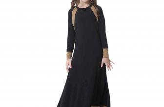 IWEMEK Kids Girls Muslim Islamic Dress Long Sleeves Soft Full Length Robe Burka Arab Prayer Maxi Abaya Kaftan Dress