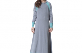 IWEMEK Kids Girls Muslim Islamic Dress Long Sleeves Soft Full Length Robe Burka Arab Prayer Maxi Abaya Kaftan Dress