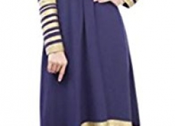 Jaycargogo Womens Lace Kaftan Color Block Islamic Abaya Muslim Dress Jaycargogo