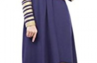 Jaycargogo Womens Lace Kaftan Color Block Islamic Abaya Muslim Dress Jaycargogo