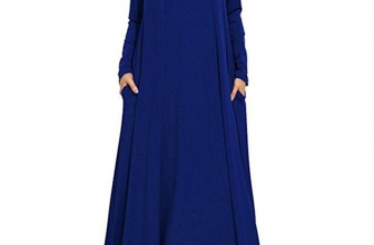 Kidsform Women’s Casual Maxi Dress Long Sleeve Loose Kaftan Party Long Dresses with Pockets