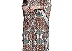 KOH KOH Womens Long Kaftan Boho Print Jersey Flowy Casual Abaya Gown Maxi Dress