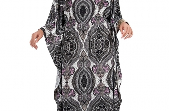 KOH KOH Womens Long Kaftan Boho Print Jersey Flowy Casual Abaya Gown Maxi Dress