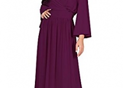 KOH KOH Womens Long Kimono Sleeve V-Neck Wrap Belted Empire Flowy Maxi Dress