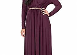 KOH KOH Womens Long Sleeve Kaftan V-neck Flowy Formal Winter Gowns Maxi Dress