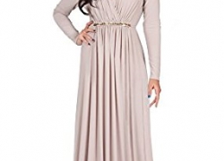 Koh Koh Womens Long Sleeve Kaftan V-neck Flowy Formal Winter Gowns Maxi Dress