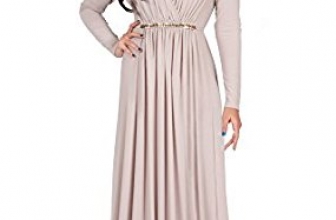Koh Koh Womens Long Sleeve Kaftan V-neck Flowy Formal Winter Gowns Maxi Dress