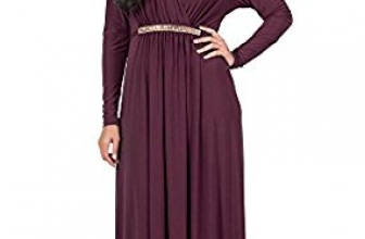 KOH KOH Womens Long Sleeve Kaftan V-Neck Flowy Formal Winter Gowns Maxi Dress
