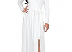 KOH KOH Womens Long Sleeve V-Neck Cross Over High Slit Cocktail Evening Gown Maxi Dress