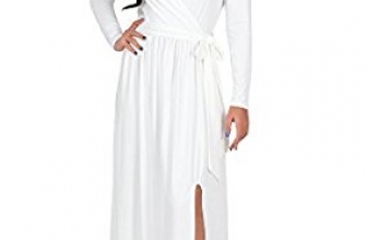 KOH KOH Womens Long Sleeve V-Neck Cross Over High Slit Cocktail Evening Gown Maxi Dress