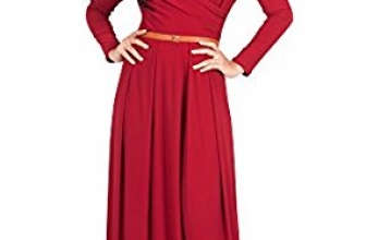 KOH KOH Womens Long V-Neck Full Sleeve Semi Formal Flowy Evening Cute Maxi Dress