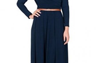 KOH KOH Womens Long V-Neck Full Sleeve Semi Formal Flowy Evening Cute Maxi Dress