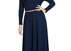 KOH KOH Womens Long V-Neck Full Sleeve Semi Formal Flowy Evening Cute Maxi Dress