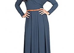 KOH KOH Womens Long V-Neck Full Sleeve Semi Formal Flowy Evening Cute Maxi Dress