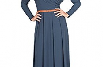 KOH KOH Womens Long V-Neck Full Sleeve Semi Formal Flowy Evening Cute Maxi Dress