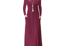 LHS Charmer Women Long Sleeve Loose Plain Maxi Dresses Casual Long Dresses with Pockets