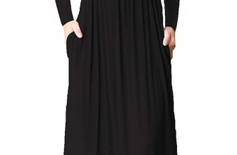 LHS Charmer Women Long Sleeve Loose Plain Maxi Dresses Casual Long Dresses with Pockets