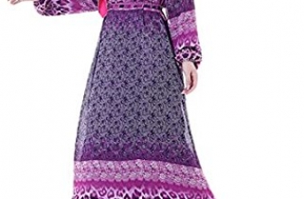M2MO Women’s Bohemian Chiffon Islamic Muslim Kaftan Abayas Maxi Dress M2MO