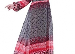 M2MO Women’s Bohemian Chiffon Islamic Muslim Kaftan Abayas Maxi Dress M2MO