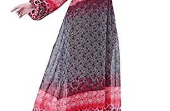 M2MO Women’s Bohemian Chiffon Islamic Muslim Kaftan Abayas Maxi Dress M2MO