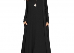 MakeMeChic Women’s Long Sleeve Casual Loose Pocket Maxi Long Party Dress