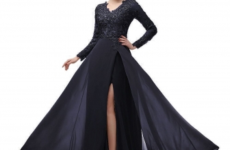 menoqo Elegant Long Sleeve A Line V Neck Chiffon Lace Beaded Long Evening Dresses 2018 Robe De Soiree manche Longue menoqo