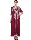 Muslim Dress Dubai Kaftan for Women Half Sleeve Arabic Long Dress Abaya Islamic Clothing Girls Caftan Jalabiya 2pcs