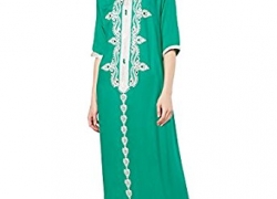 Muslim kaftan dubai half sleeve dress with embroidery for women Islamic clothing gown abaya for girls Baya