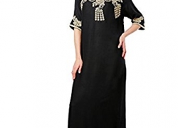 Muslim kaftan dubai half sleeve dress with embroidery for women Islamic clothing gown abaya for girls Baya