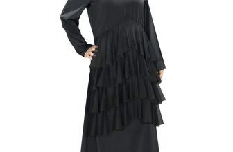 Mybatua Women’s Designer Islamic Black Abaya Maxi Dress Ethnic Muslim Clothing