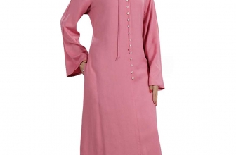 MyBatua Women’s Islamic Dress Moroccan Hooded Rayon Abaya in Pink
