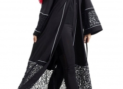 Nanxson TM Womens Lace Patchwork Muslim Wear Islamic Abaya Maxi Dress Open Front Long Sleeve Kaftan
