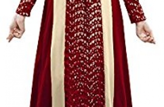 Plaid&Plain Women’s Long Sleeve Muslim Islamic Abayas Lace A-line Maxi Dress Plaid&Plain