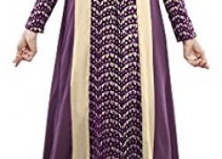 Plaid&Plain Women’s Long Sleeve Muslim Islamic Abayas Lace A-line Maxi Dress Plaid&Plain