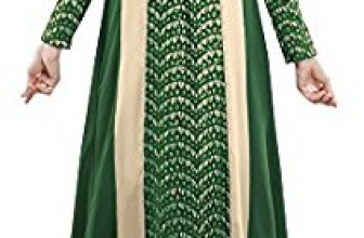 Plaid&Plain Women’s Long Sleeve Muslim Islamic Abayas Lace A-line Maxi Dress Plaid&Plain