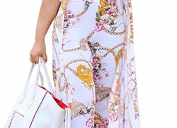 Playworld Women’s Geometric Patterns Modest Muslim Islamic Open Front Abaya Jilbab Coat with Belt