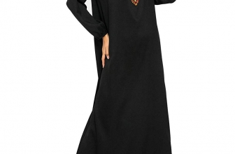 Qiaojiaren Women’s Muslim Clothing Casual Long Sleeve Long Dress Abaya Islamic Costume Arab Muslim Maxi Dress