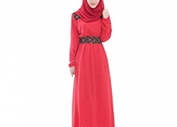 ROMANTIC BEAR Muslim Kaftan Abaya Jilbab Islamic Women Cocktail Dress Long Sleeve Vintage Maxi Dress ROMANTIC BEAR