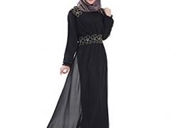 ROMANTIC BEAR Muslim Kaftan Abaya Jilbab Islamic Women Cocktail Dress Long Sleeve Vintage Maxi Dress ROMANTIC BEAR