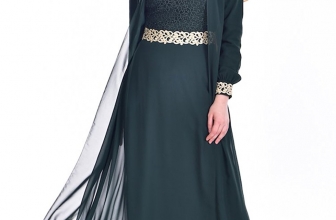 SEFAMERVE Women’s Guipure Detailed Chiffon Islamic Clothing Evening Dress